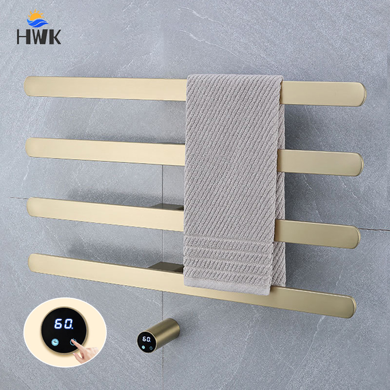 Towel Warmer Electric - Fırçalanmış Altın Banyo Havlu Isıtıcısı Akıllı