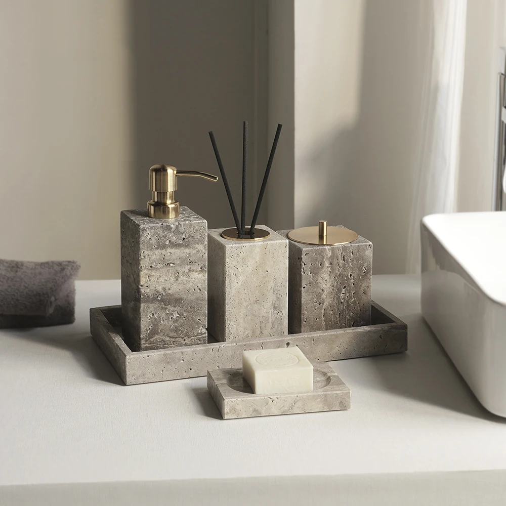 Zara Home Bathroom Set - Grigio Travertino Banyo Aksesuar Setleri Vintage