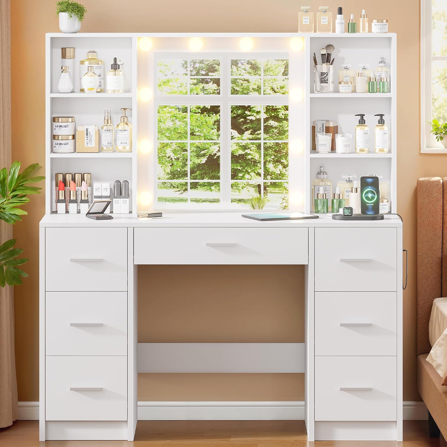 Home Outlet Bathroom Mirrors - Büyük Makyaj Masası, LED Aynalı ve
