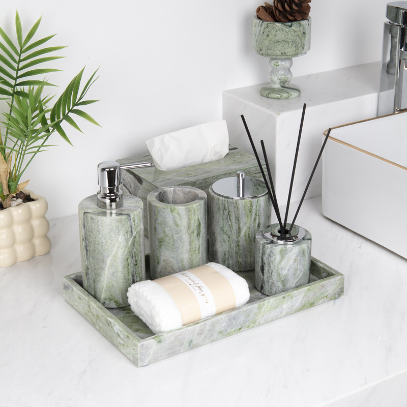 Zara Home Bathroom Set - Hafif Lüks Mermer Banyo Makyaj Tepsisi