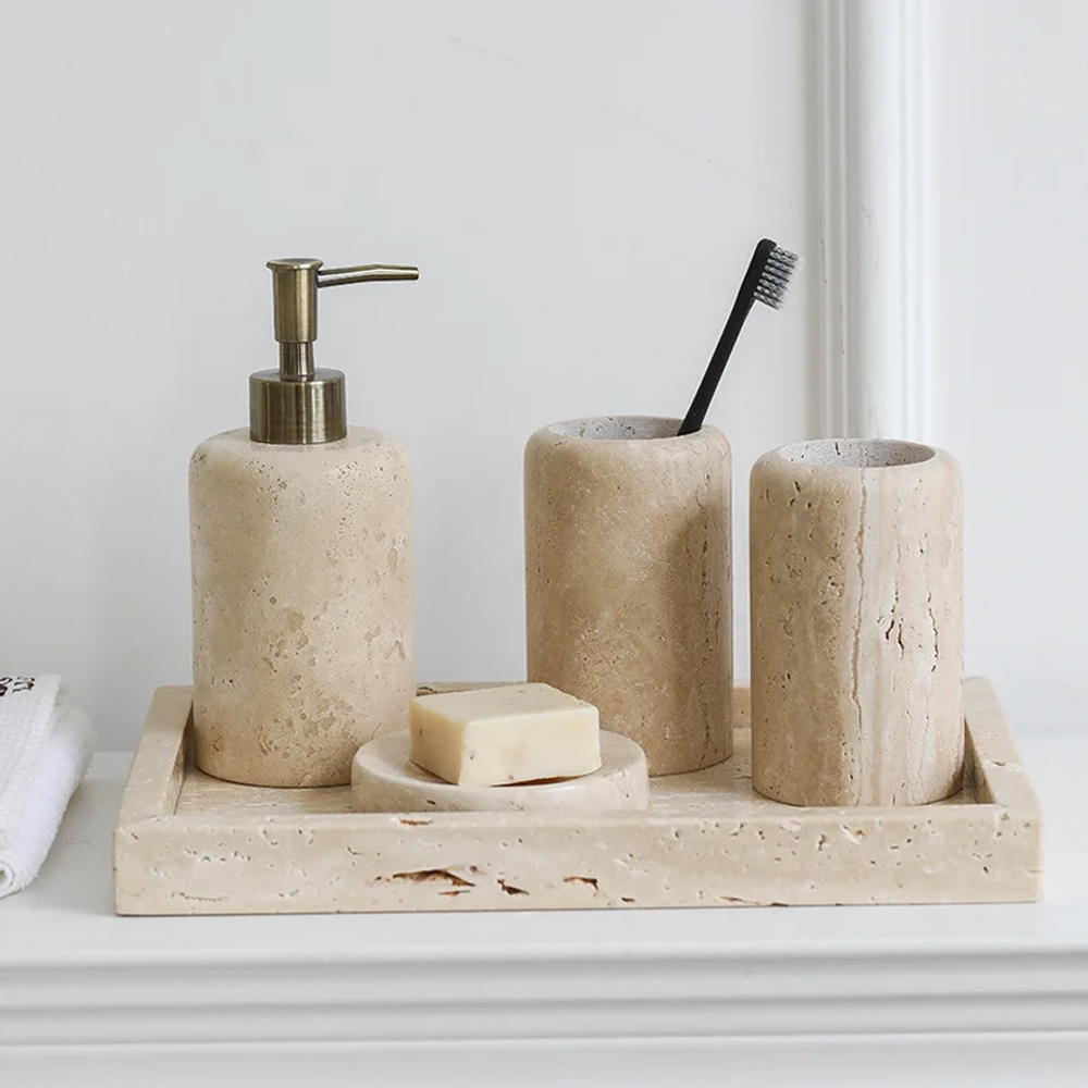 Zara Home Bathroom Set - İskandinav mağara taş banyo seti losyon
