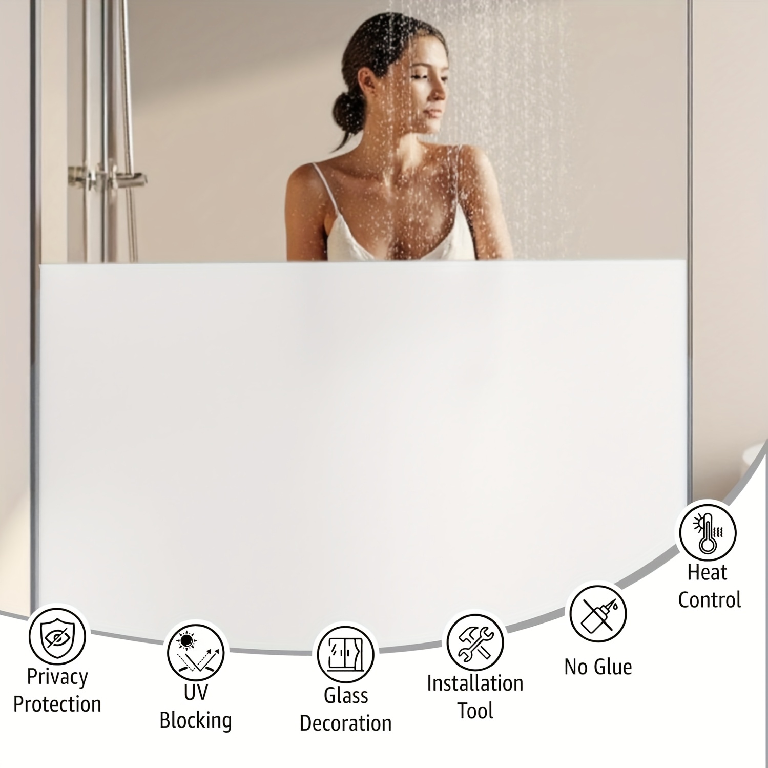 Home Design Bathroom - Beyaz Buzlu Gizlilik Pencere Filmi Statik