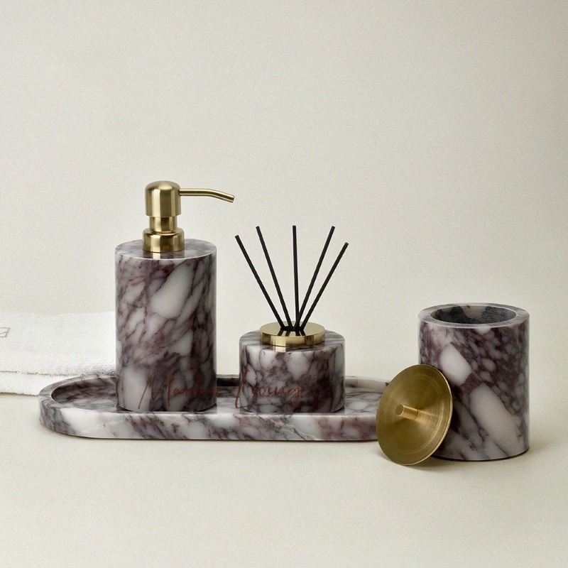 Zara Home Bathroom Set - Calacatta Viola Mor Doğal Mermer Banyo
