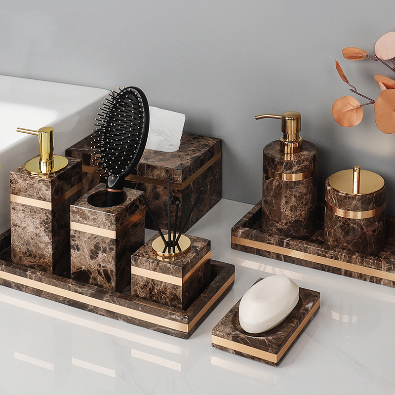 Emperador koyu doğal mermer ba - Zara Home Bathroom Set incelemesi ve fiyatı