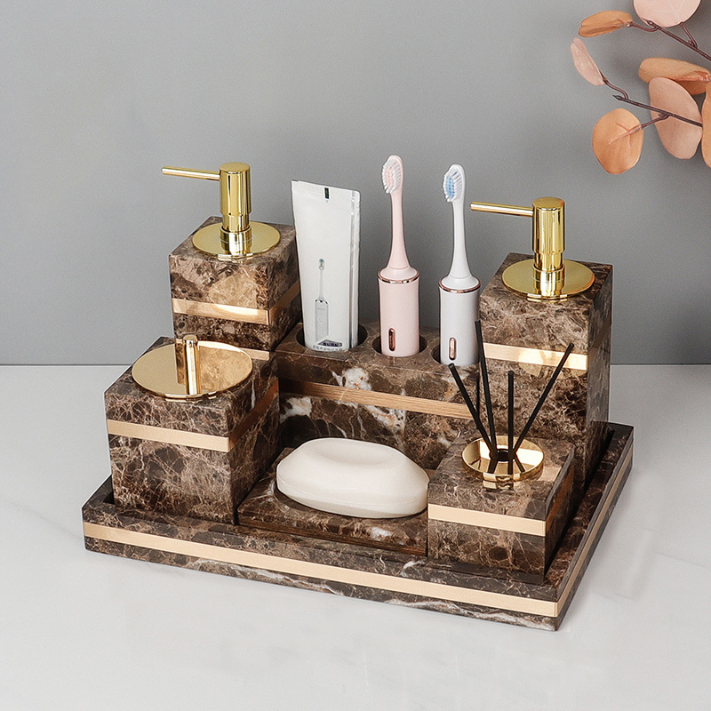 Emperador koyu doğal mermer ba - Zara Home Bathroom Set incelemesi ve fiyatı