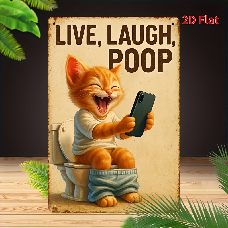 Tuvalette Komik Kedi Metal Duv - Home Design Bathroom incelemesi ve fiyatı